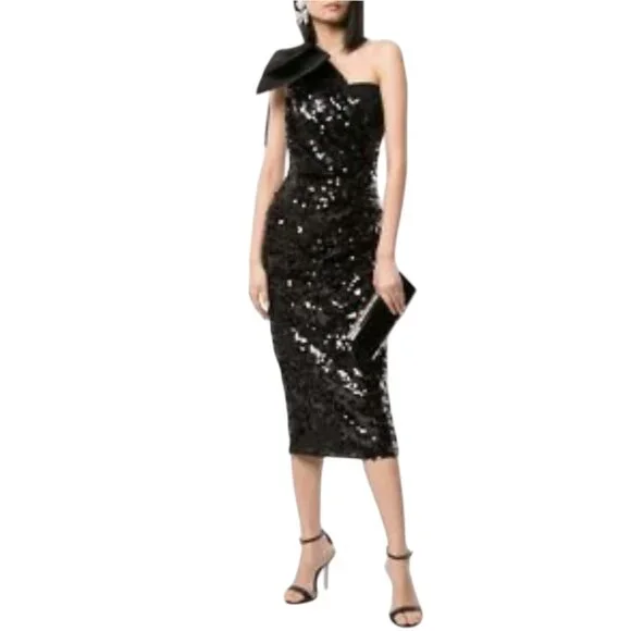 Dolce & GabbanaFollow Bow-Embellished Sequin Dress Size 44 IT, M US NEW